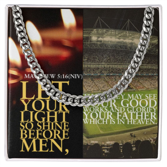 IKE MENS SCRIPTURE COLLAGE CUBAN LINK CHAIN