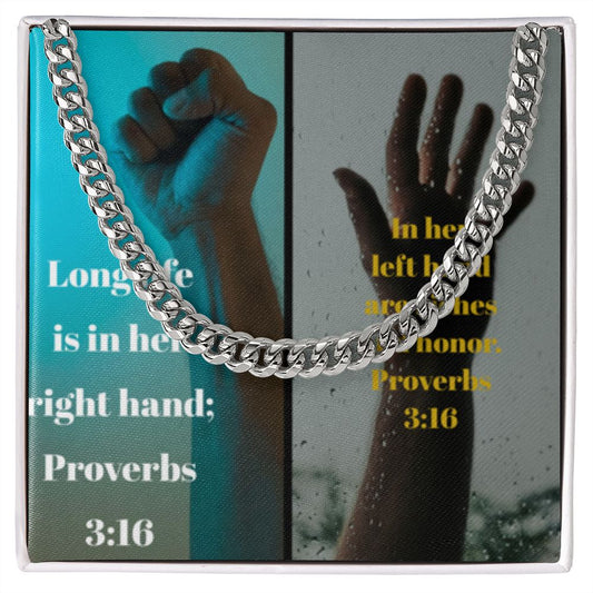 IKE MENS SCRIPTURE COLLAGE CUBAN LINK CHAIN