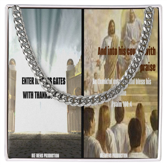 IKE MENS Scripture Collage Cuban link chain