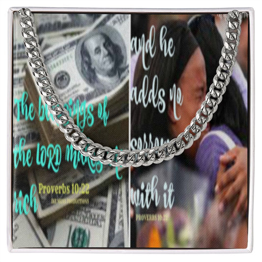 IKE MENS SCRIPTURE COLLAGE CUBAN LINK CHAIN