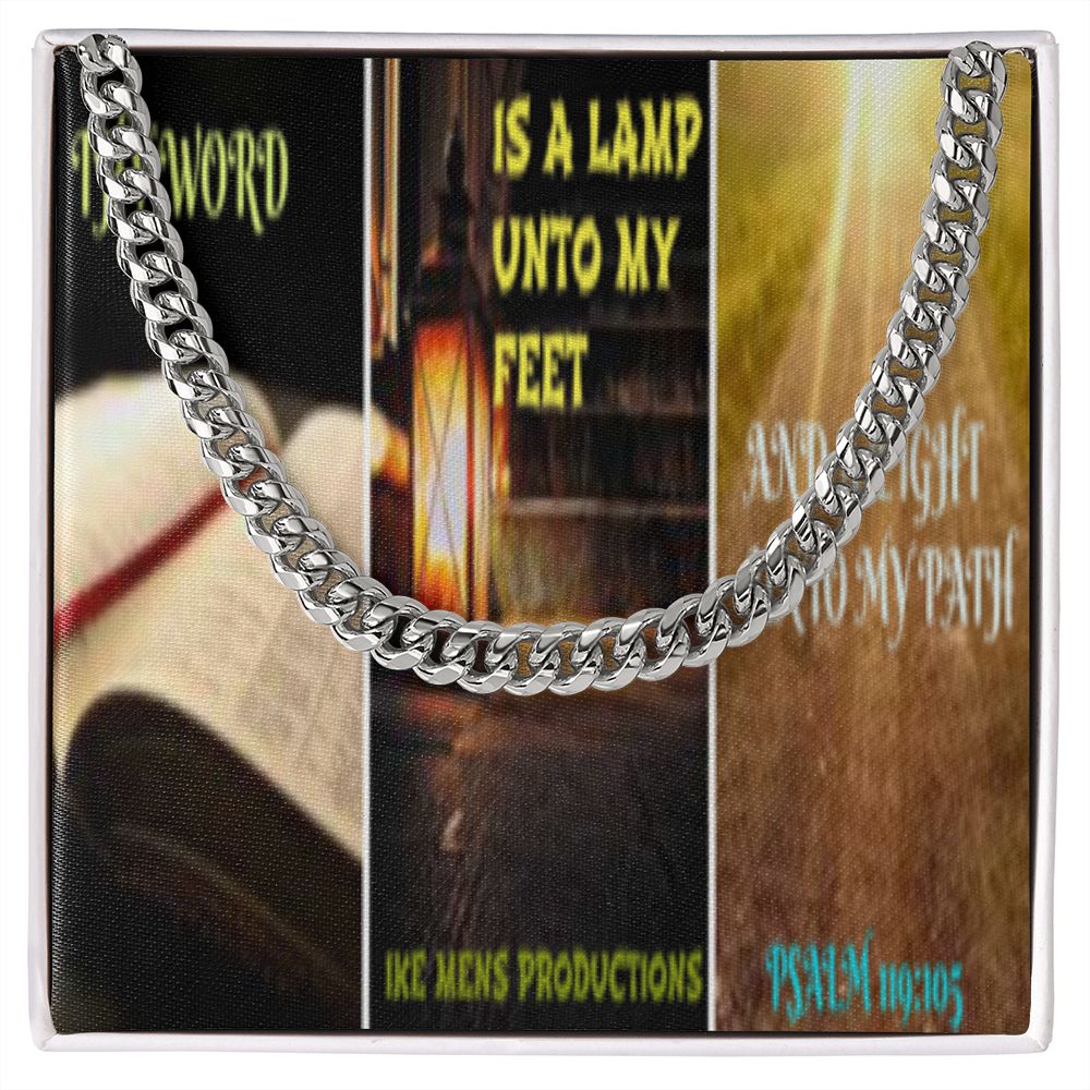 IKE MENS SCRIPTURE COLLAGE CUBAN LINK CHAIN