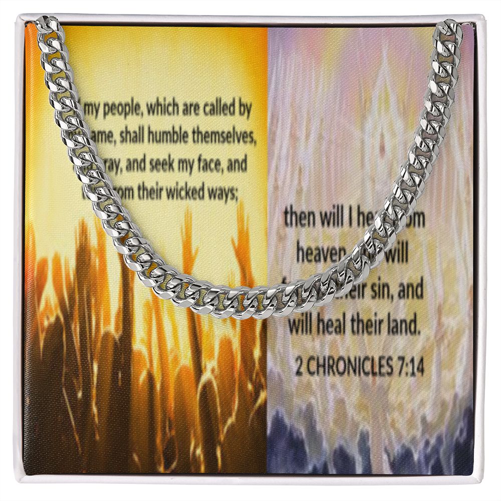 IKE MENS SCRIPTURE COLLAGE CUBAN LINK CHAIN