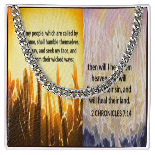 IKE MENS SCRIPTURE COLLAGE CUBAN LINK CHAIN