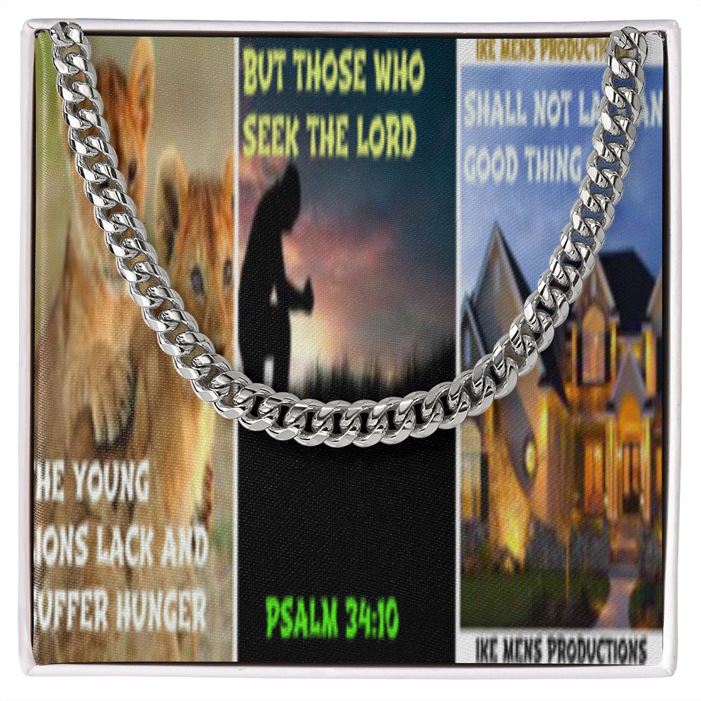 IKE MENS SCRIPTURE COLLAGE CUBAN LINK CHAIN