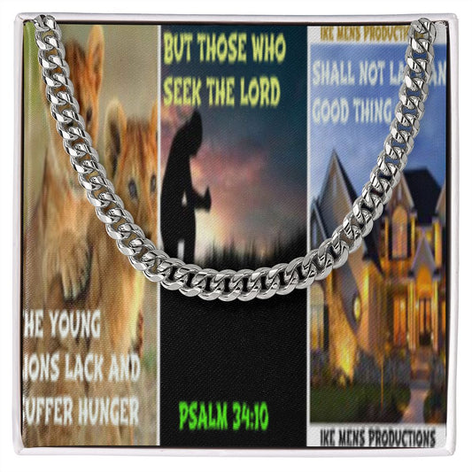 IKE MENS SCRIPTURE COLLAGE CUBAN LINK CHAIN