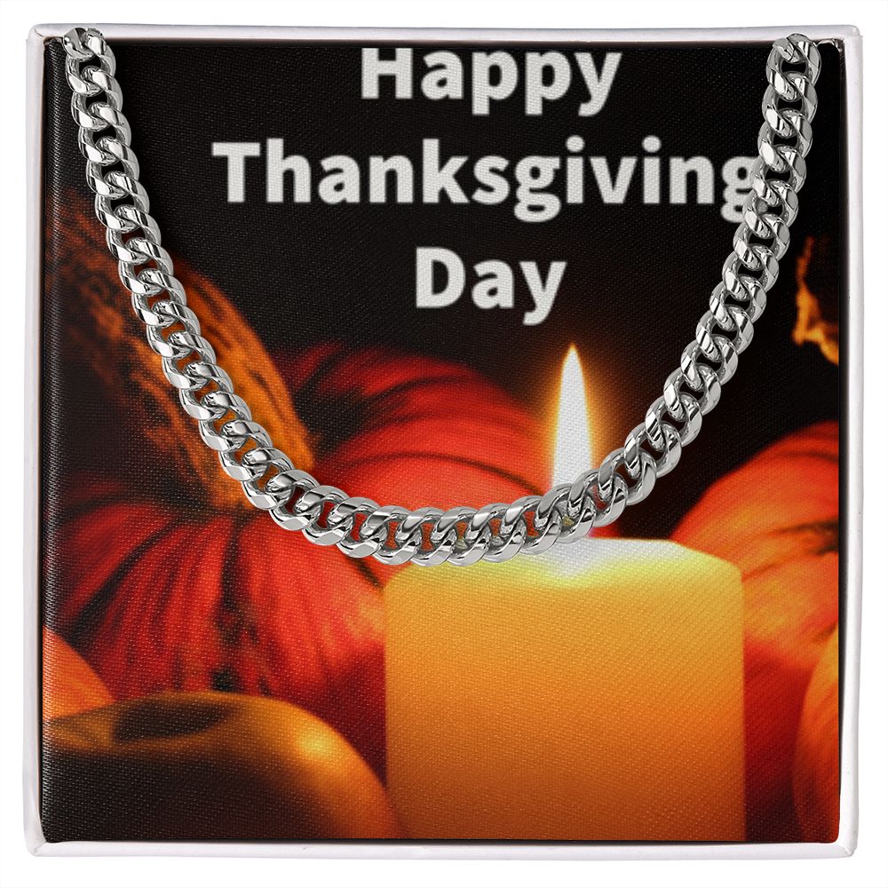 HAPPY THANKSGIVING DAY CUBAN LINK CHAIN