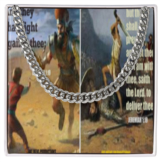 IKE MENS SCRIPTURE COLLAGE CUBAN LINK CHAIN