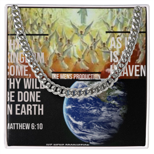 IKE MENS SCRIPTURE COLLAGE CUBAN LINK CHAIN