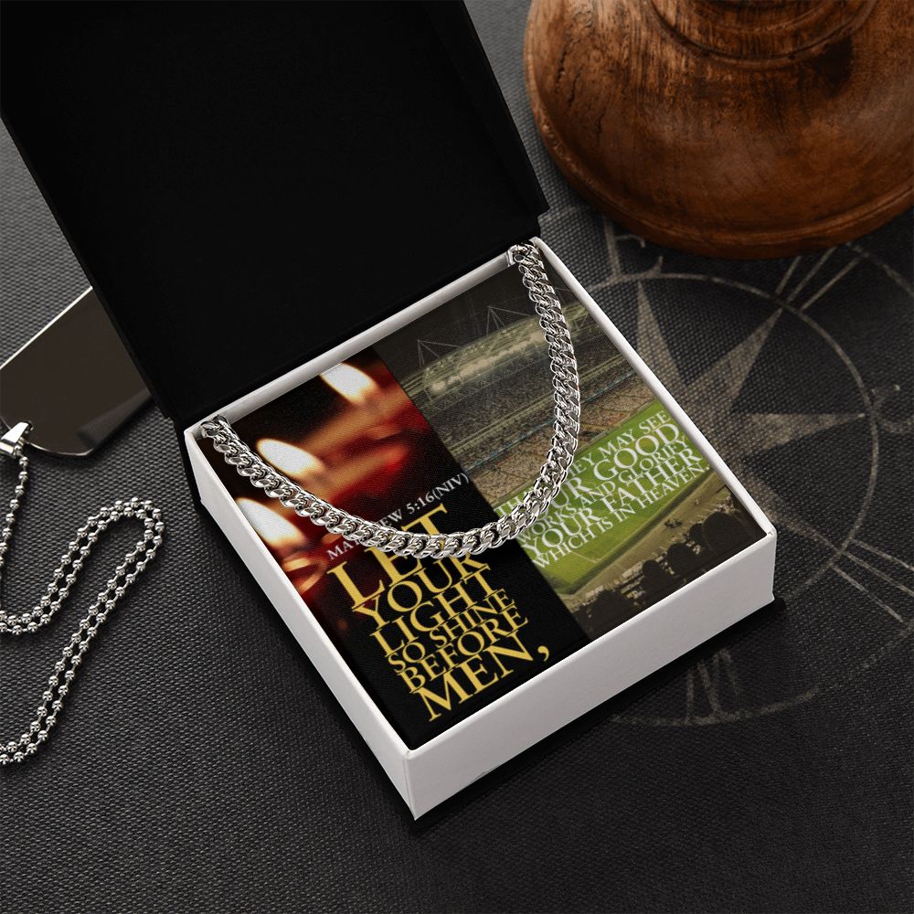 IKE MENS SCRIPTURE COLLAGE CUBAN LINK CHAIN