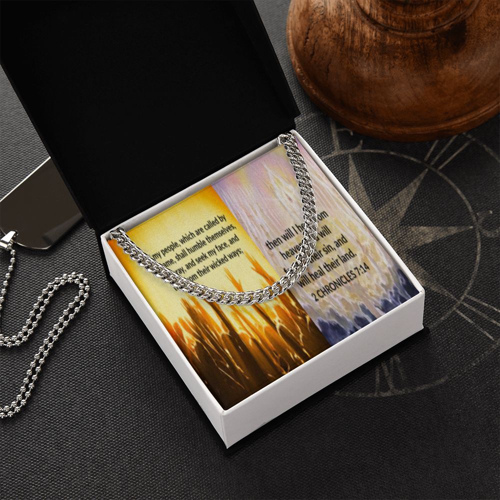 IKE MENS SCRIPTURE COLLAGE CUBAN LINK CHAIN
