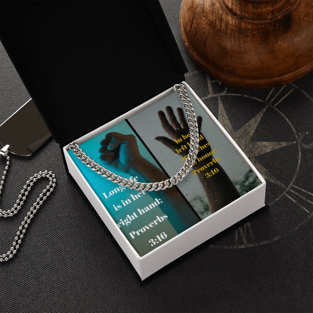 IKE MENS SCRIPTURE COLLAGE CUBAN LINK CHAIN