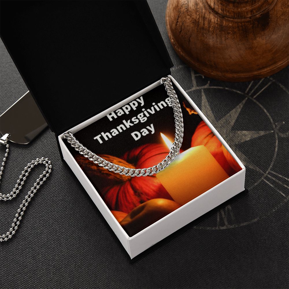 HAPPY THANKSGIVING DAY CUBAN LINK CHAIN