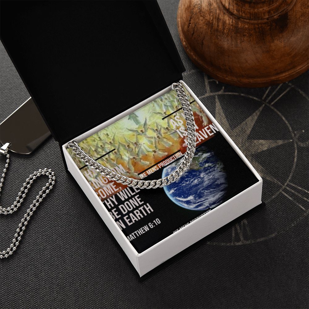 IKE MENS SCRIPTURE COLLAGE CUBAN LINK CHAIN