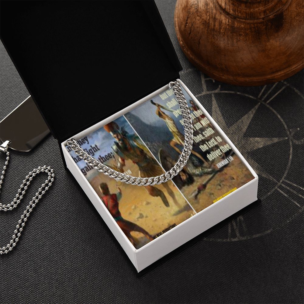 IKE MENS SCRIPTURE COLLAGE CUBAN LINK CHAIN