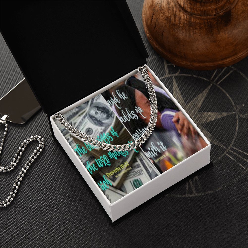 IKE MENS SCRIPTURE COLLAGE CUBAN LINK CHAIN