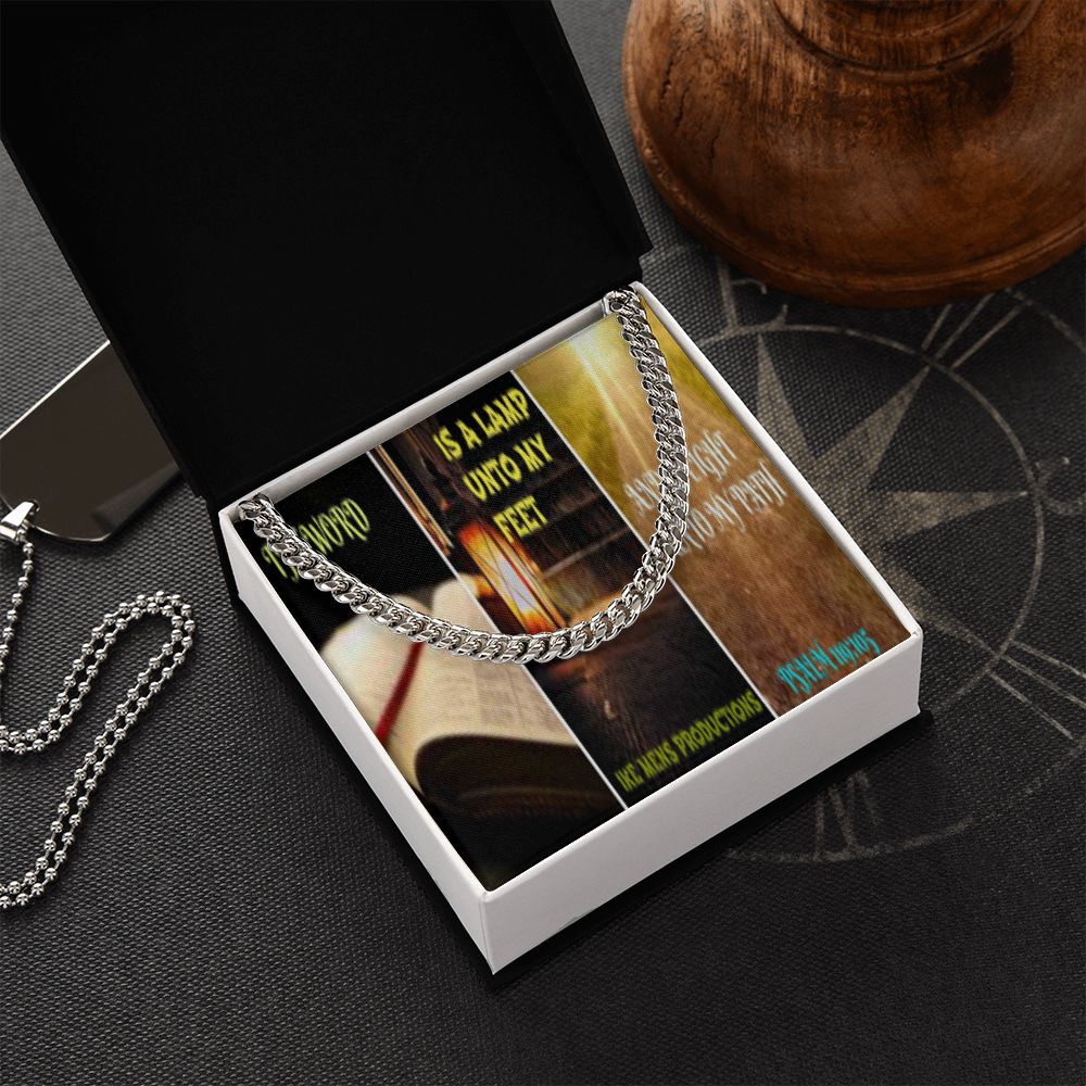 IKE MENS SCRIPTURE COLLAGE CUBAN LINK CHAIN