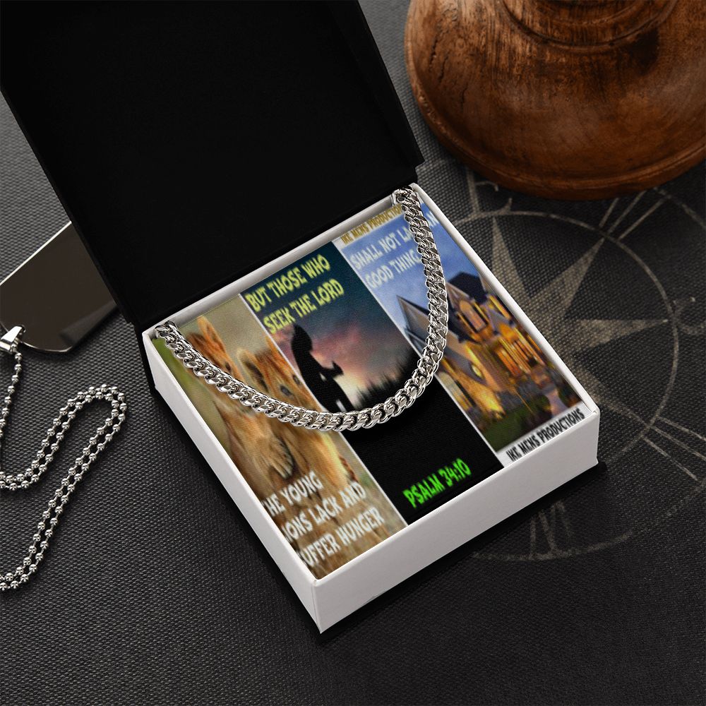 IKE MENS SCRIPTURE COLLAGE CUBAN LINK CHAIN