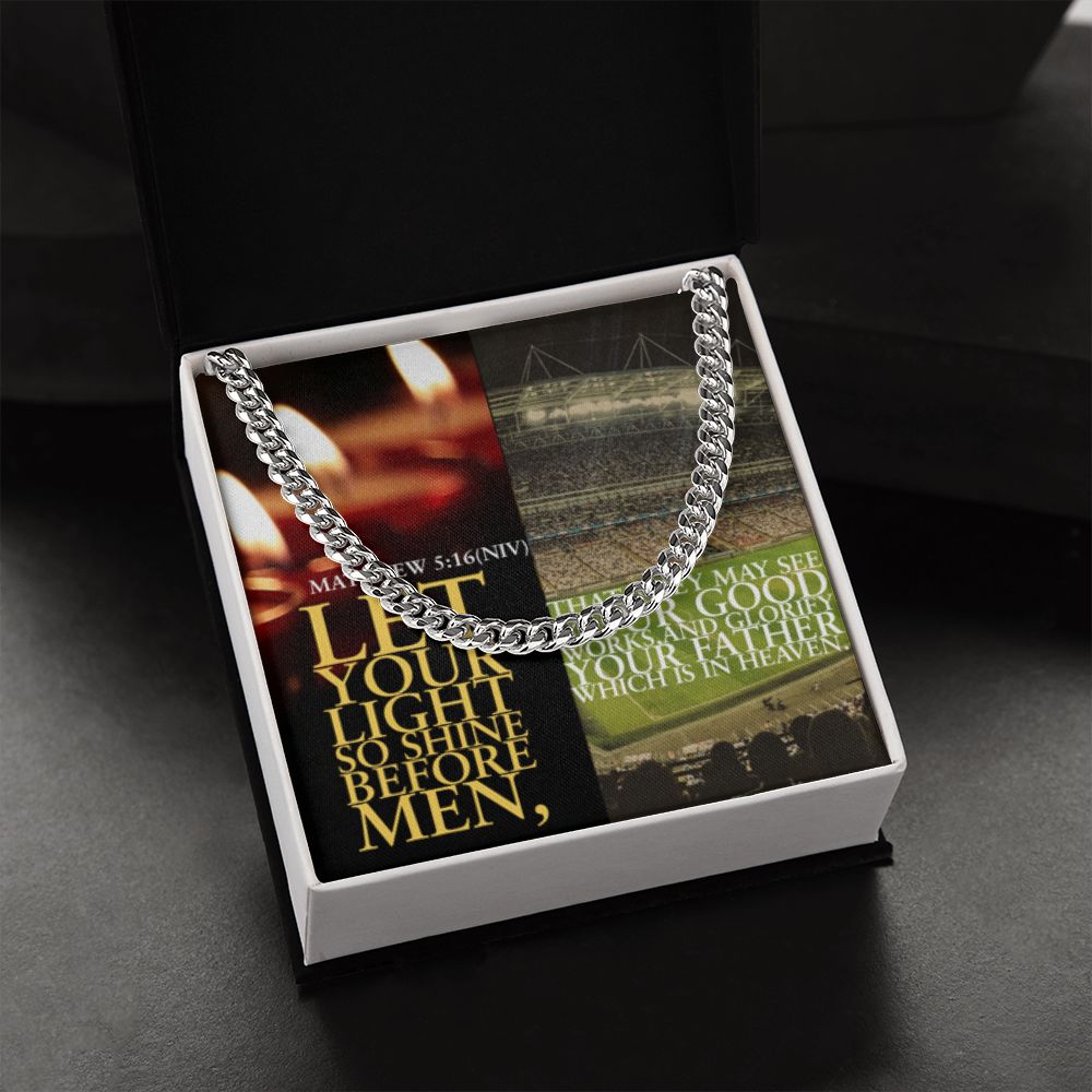 IKE MENS SCRIPTURE COLLAGE CUBAN LINK CHAIN