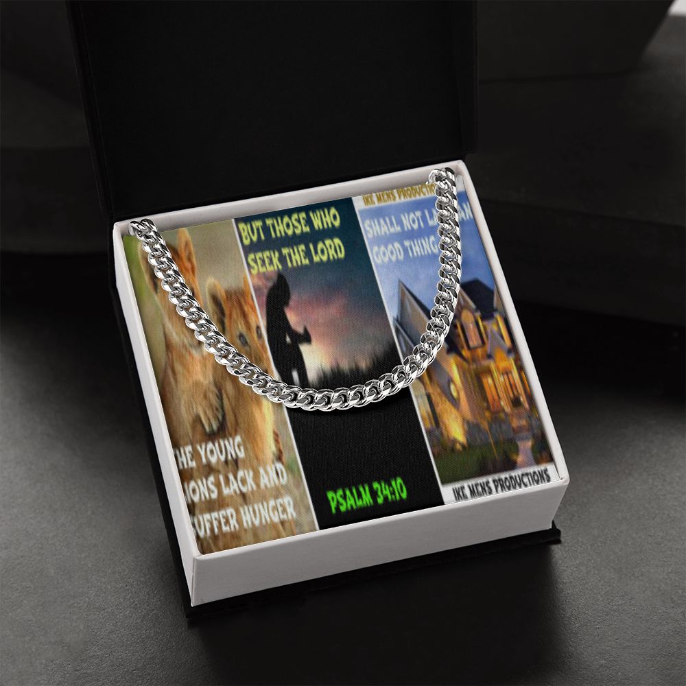 IKE MENS SCRIPTURE COLLAGE CUBAN LINK CHAIN