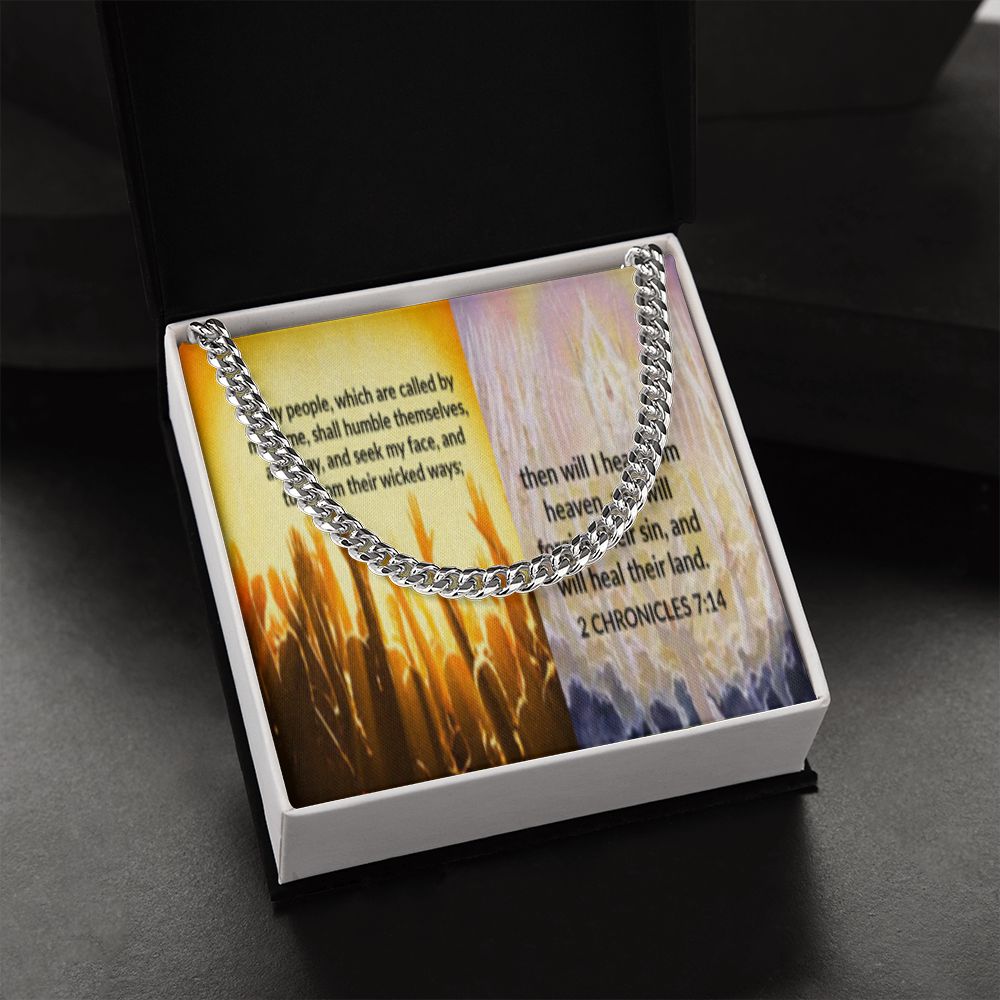 IKE MENS SCRIPTURE COLLAGE CUBAN LINK CHAIN
