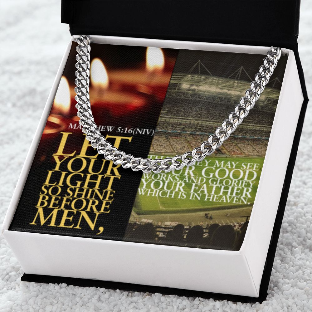 IKE MENS SCRIPTURE COLLAGE CUBAN LINK CHAIN