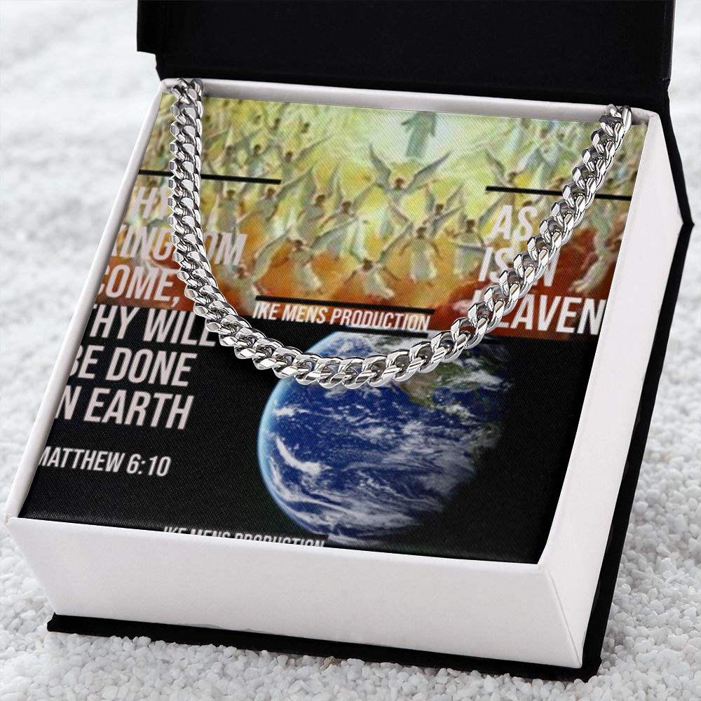IKE MENS SCRIPTURE COLLAGE CUBAN LINK CHAIN
