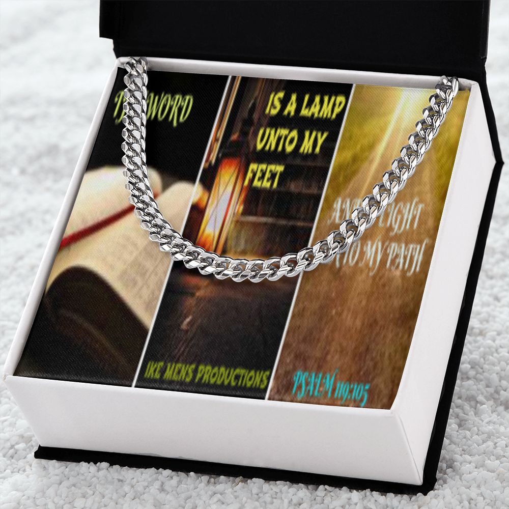 IKE MENS SCRIPTURE COLLAGE CUBAN LINK CHAIN