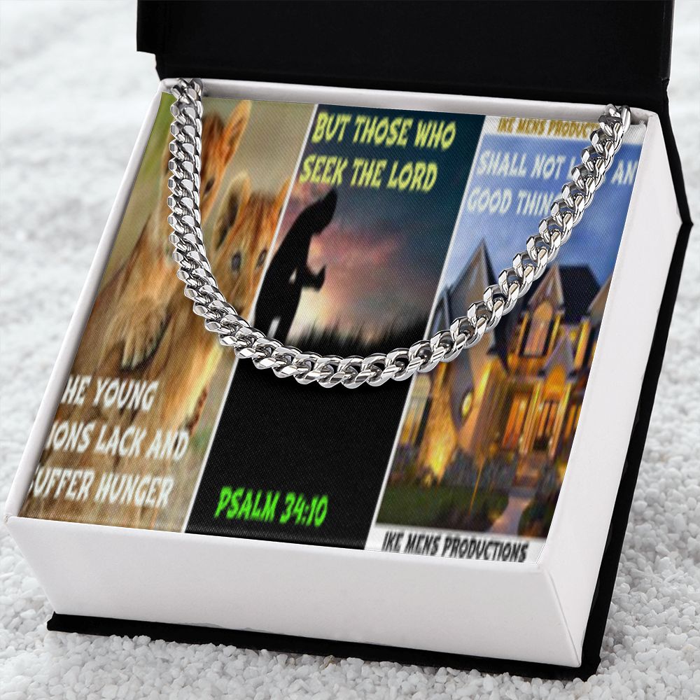 IKE MENS SCRIPTURE COLLAGE CUBAN LINK CHAIN