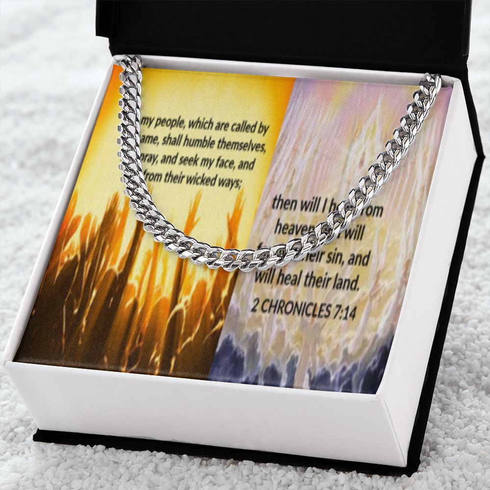 IKE MENS SCRIPTURE COLLAGE CUBAN LINK CHAIN