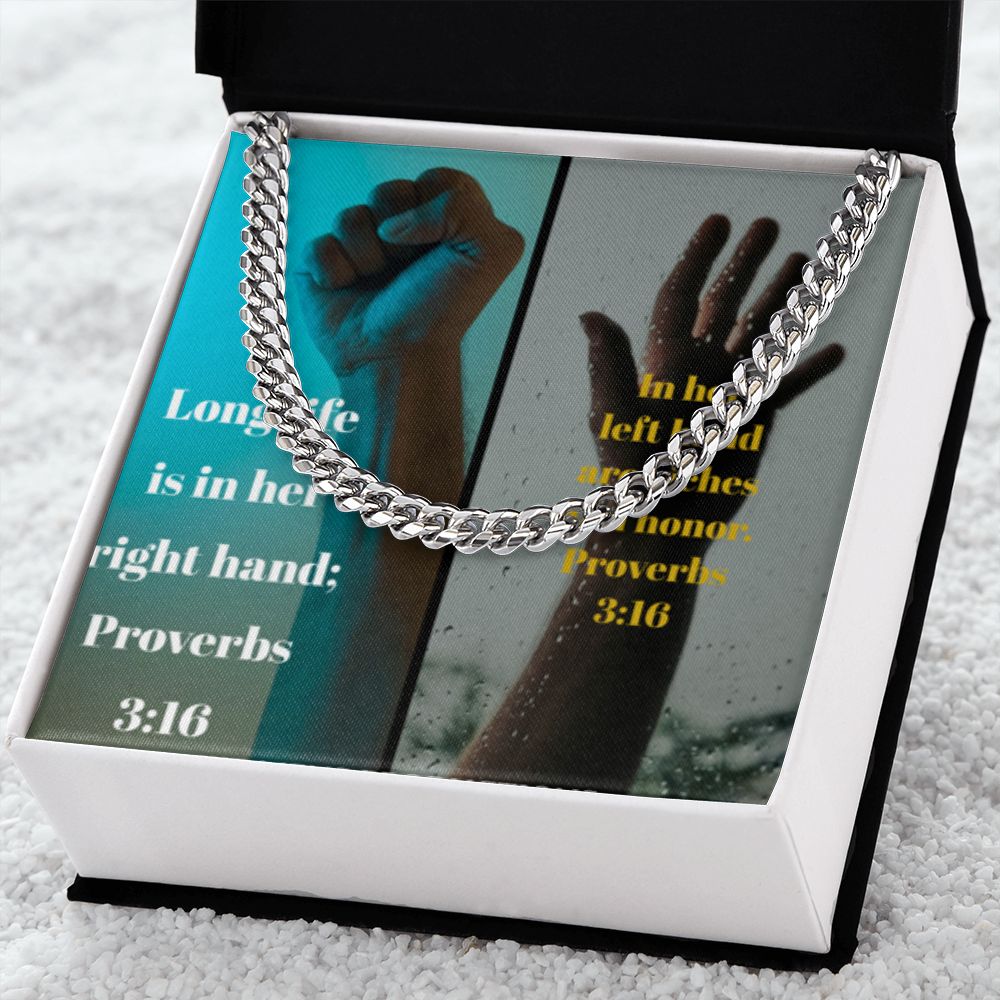 IKE MENS SCRIPTURE COLLAGE CUBAN LINK CHAIN