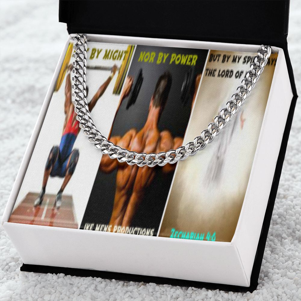 IKE MENS SCRIPTURE COLLAGE CUBAN LINK CHAIN
