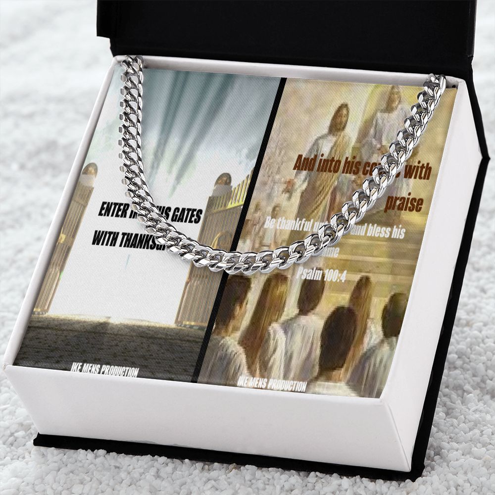 IKE MENS Scripture Collage Cuban link chain