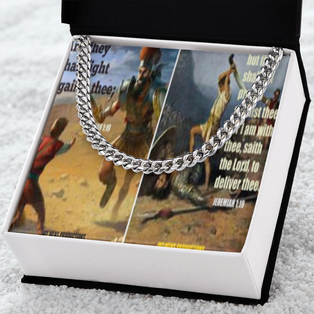 IKE MENS SCRIPTURE COLLAGE CUBAN LINK CHAIN