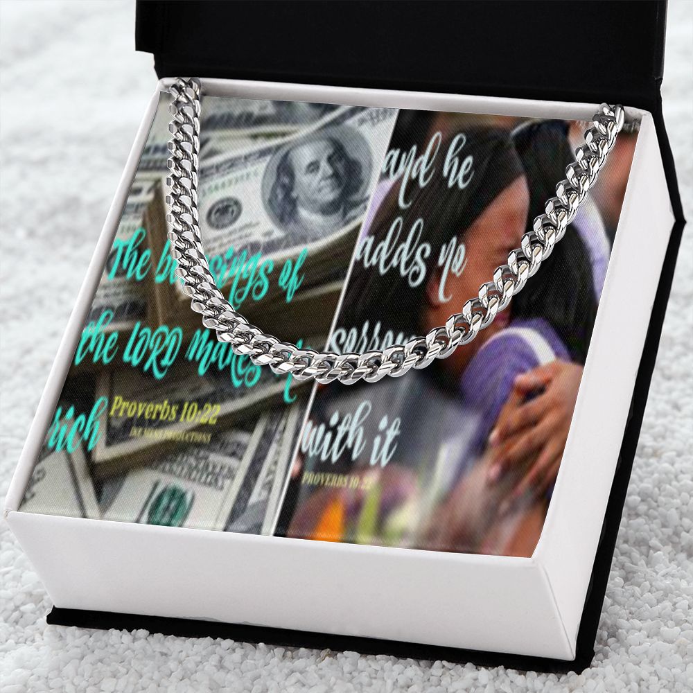IKE MENS SCRIPTURE COLLAGE CUBAN LINK CHAIN