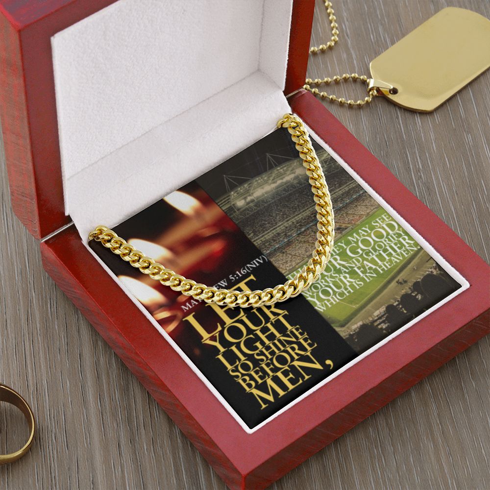 IKE MENS SCRIPTURE COLLAGE CUBAN LINK CHAIN