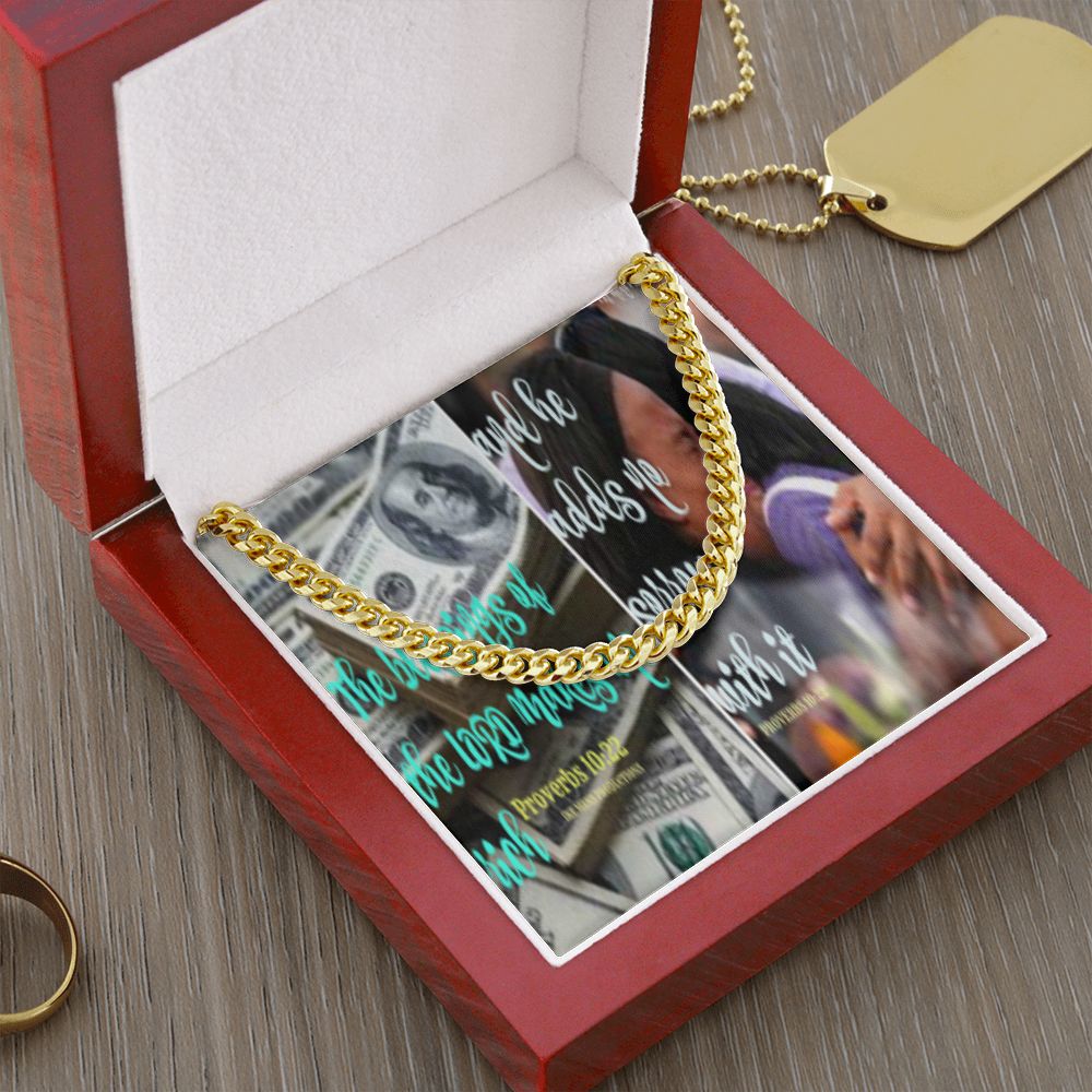 IKE MENS SCRIPTURE COLLAGE CUBAN LINK CHAIN