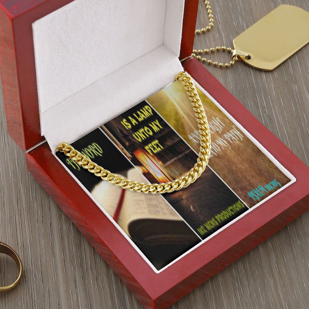 IKE MENS SCRIPTURE COLLAGE CUBAN LINK CHAIN