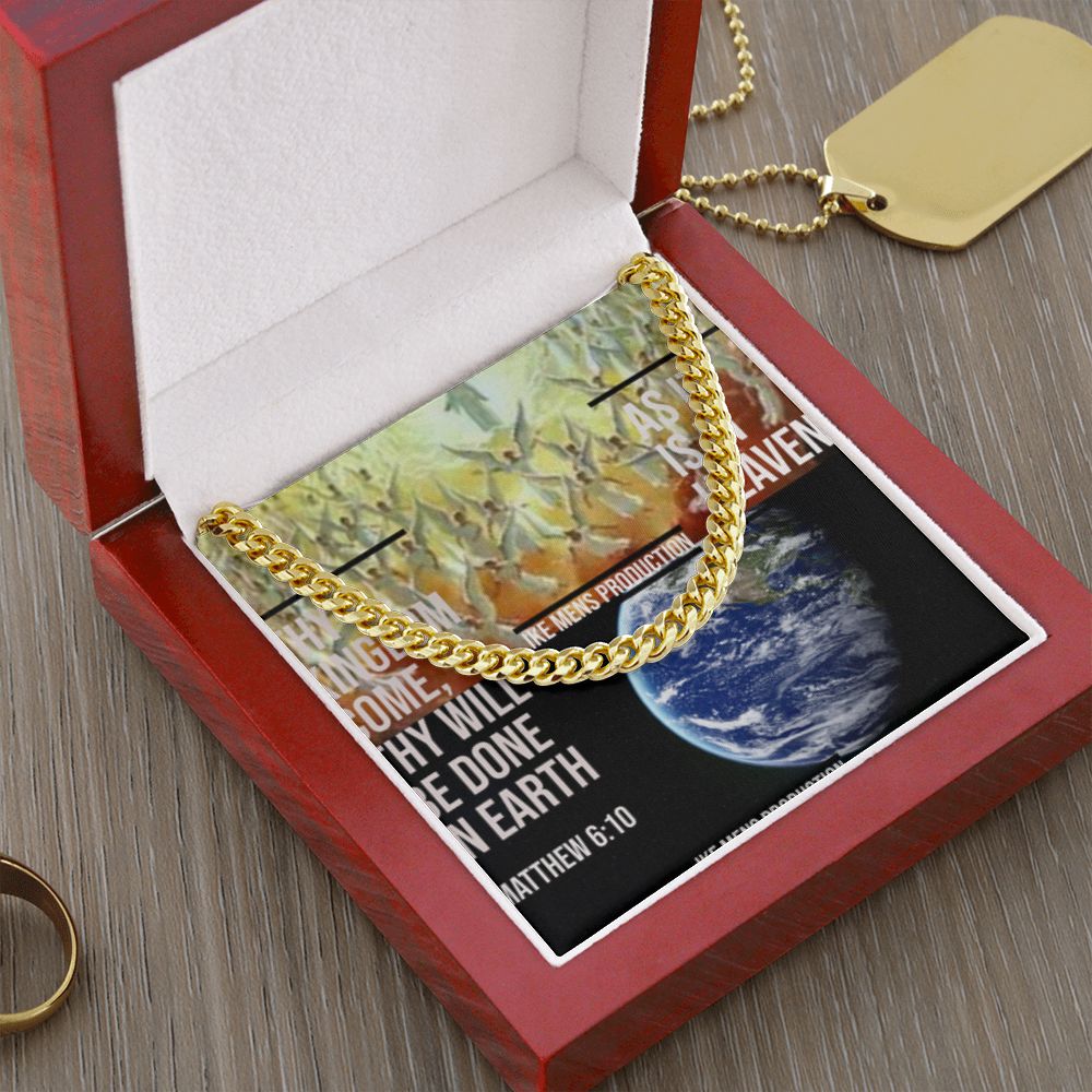 IKE MENS SCRIPTURE COLLAGE CUBAN LINK CHAIN