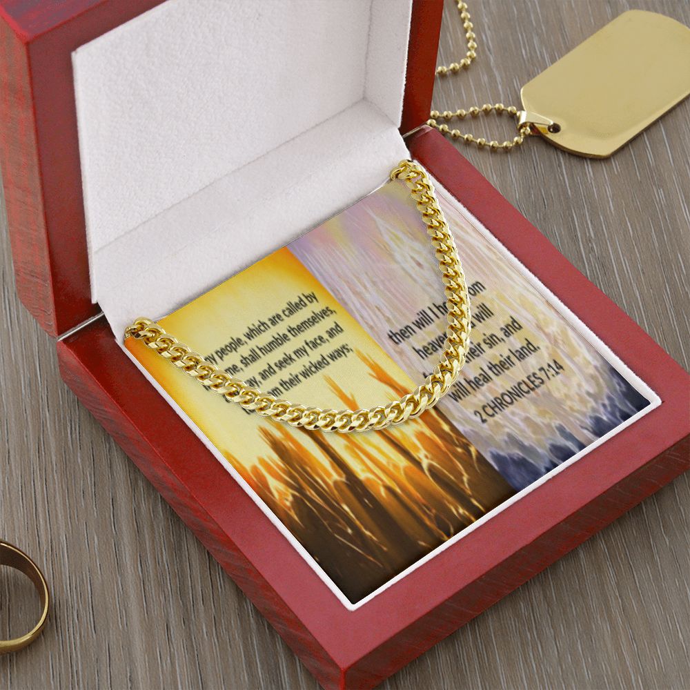 IKE MENS SCRIPTURE COLLAGE CUBAN LINK CHAIN
