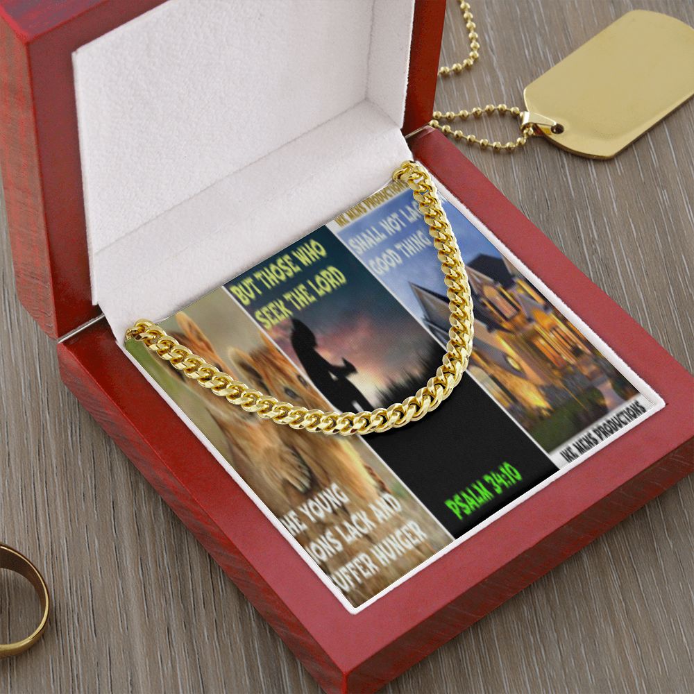 IKE MENS SCRIPTURE COLLAGE CUBAN LINK CHAIN