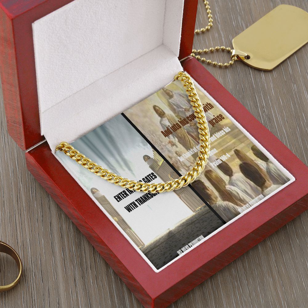 IKE MENS Scripture Collage Cuban link chain