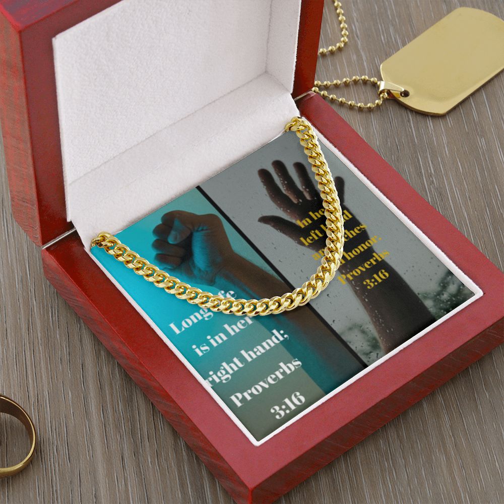 IKE MENS SCRIPTURE COLLAGE CUBAN LINK CHAIN