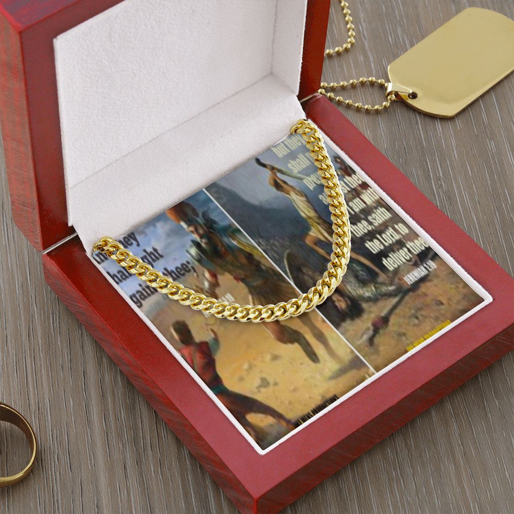 IKE MENS SCRIPTURE COLLAGE CUBAN LINK CHAIN