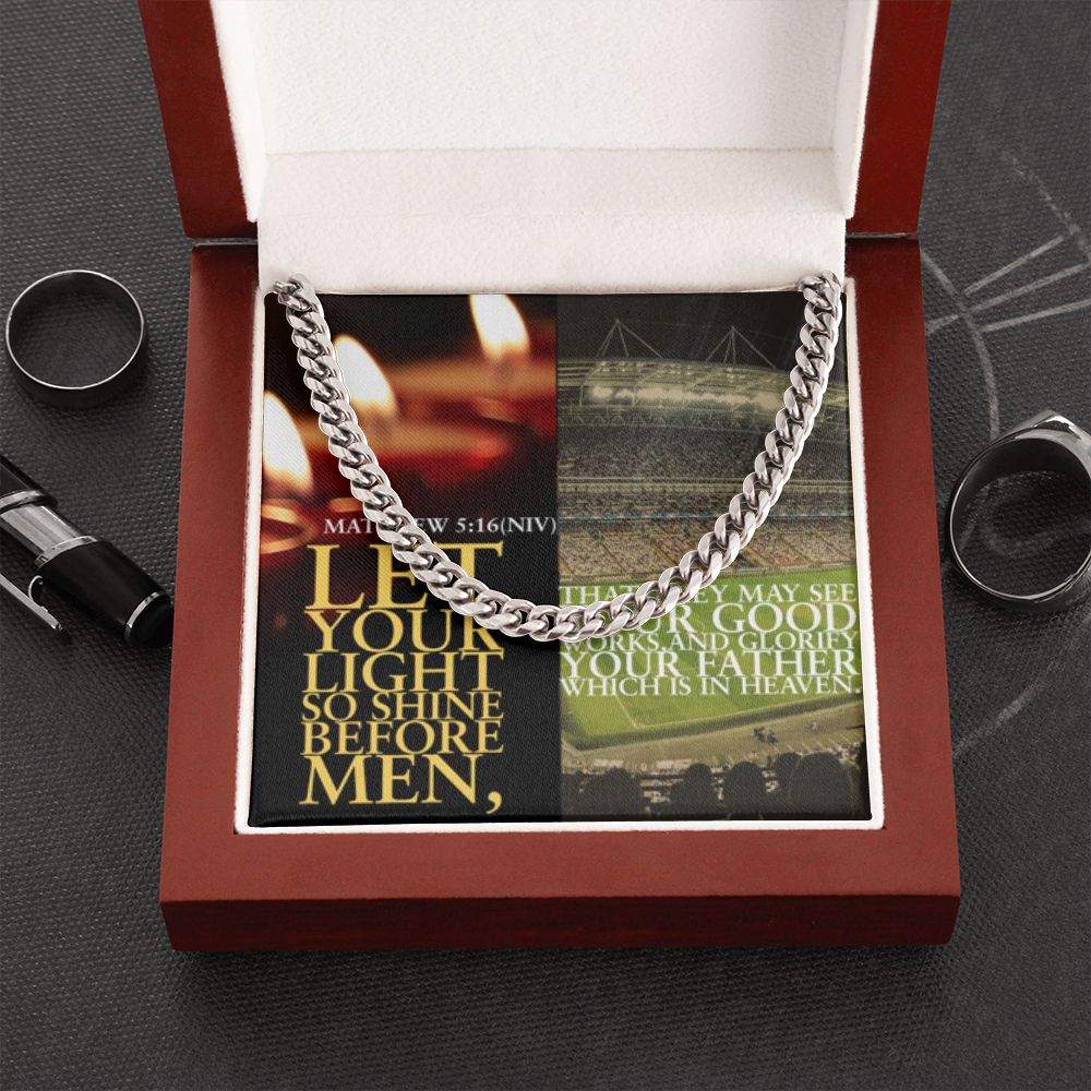 IKE MENS SCRIPTURE COLLAGE CUBAN LINK CHAIN