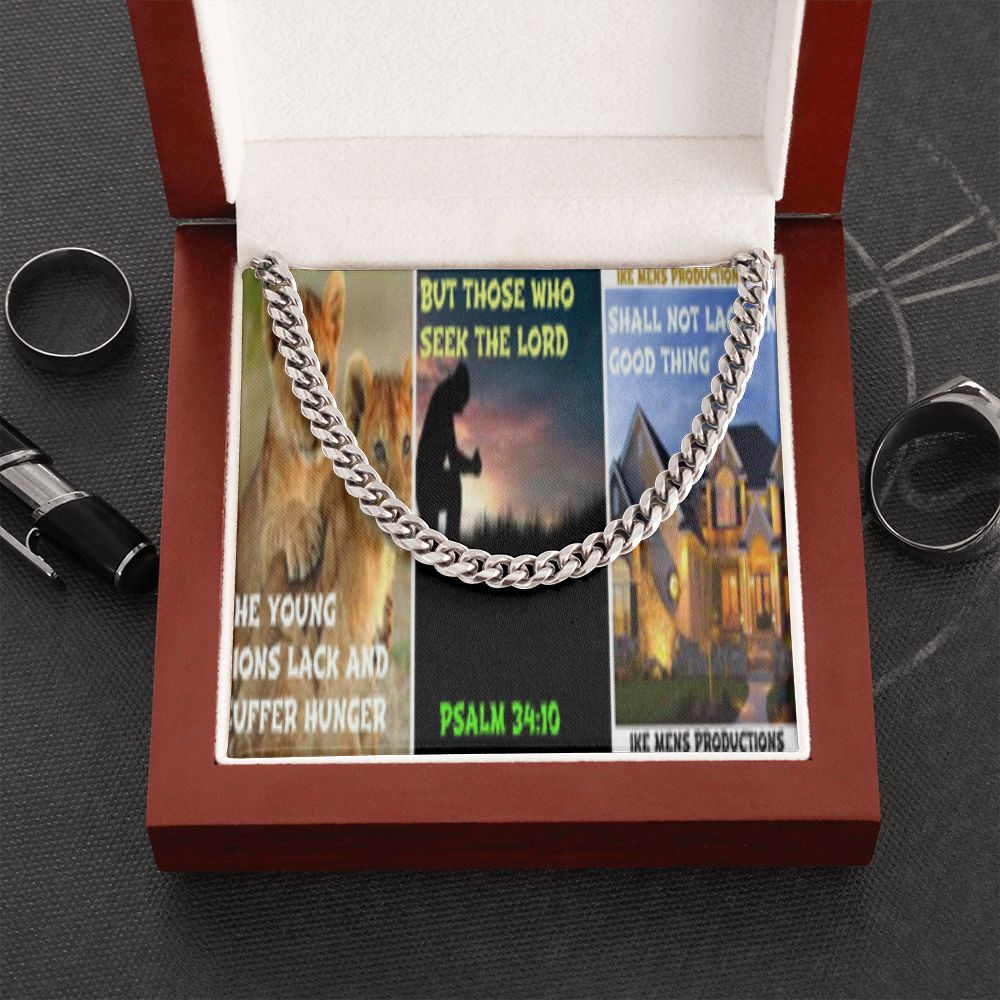 IKE MENS SCRIPTURE COLLAGE CUBAN LINK CHAIN