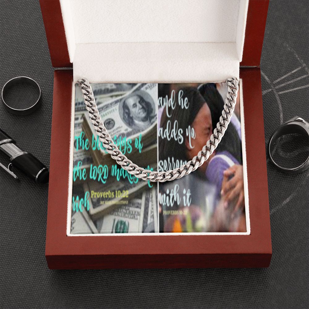 IKE MENS SCRIPTURE COLLAGE CUBAN LINK CHAIN