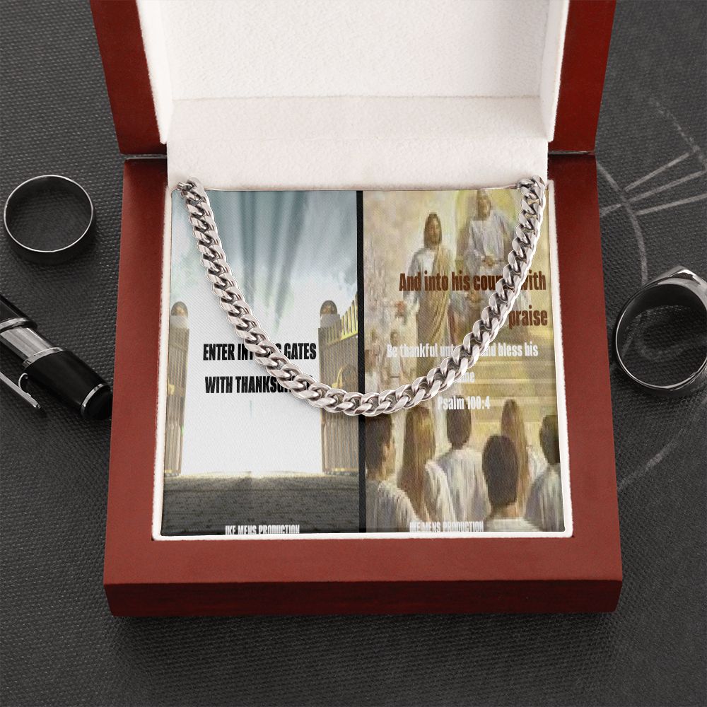 IKE MENS Scripture Collage Cuban link chain