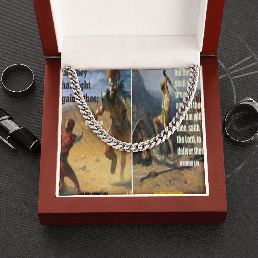 IKE MENS SCRIPTURE COLLAGE CUBAN LINK CHAIN