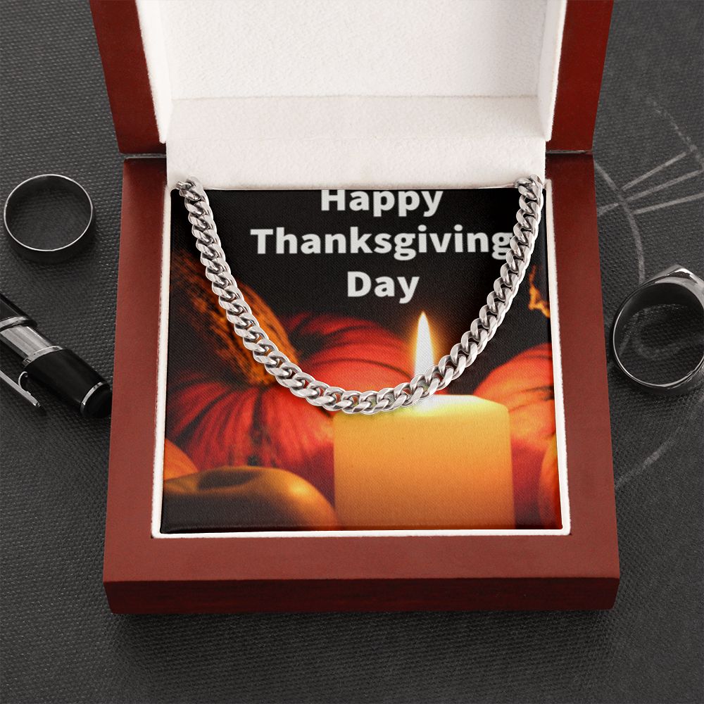 HAPPY THANKSGIVING DAY CUBAN LINK CHAIN