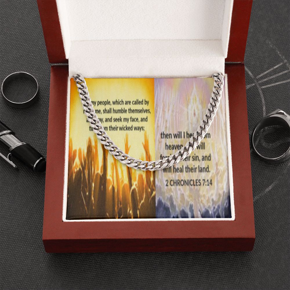 IKE MENS SCRIPTURE COLLAGE CUBAN LINK CHAIN